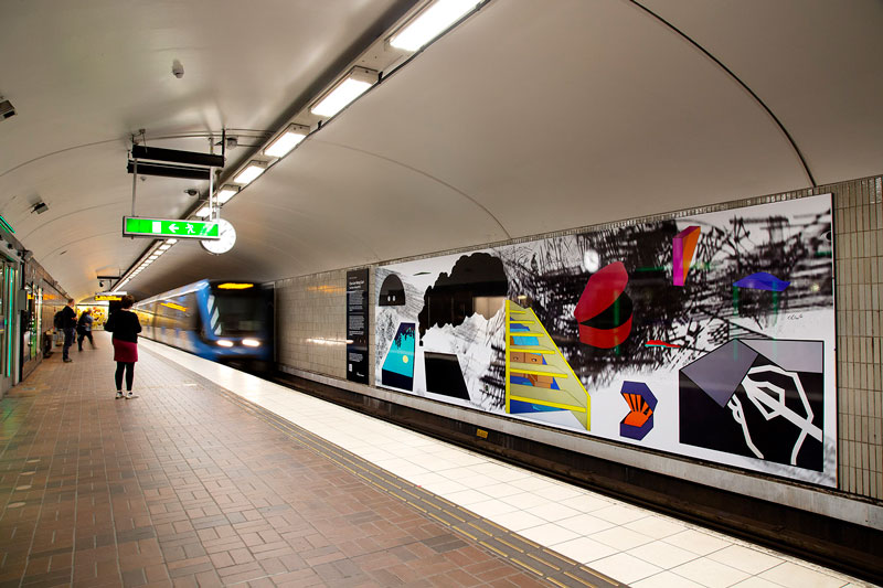 Utställning av Chun Lee Wang Gurt på Zinkensdamms tunnelbanestation